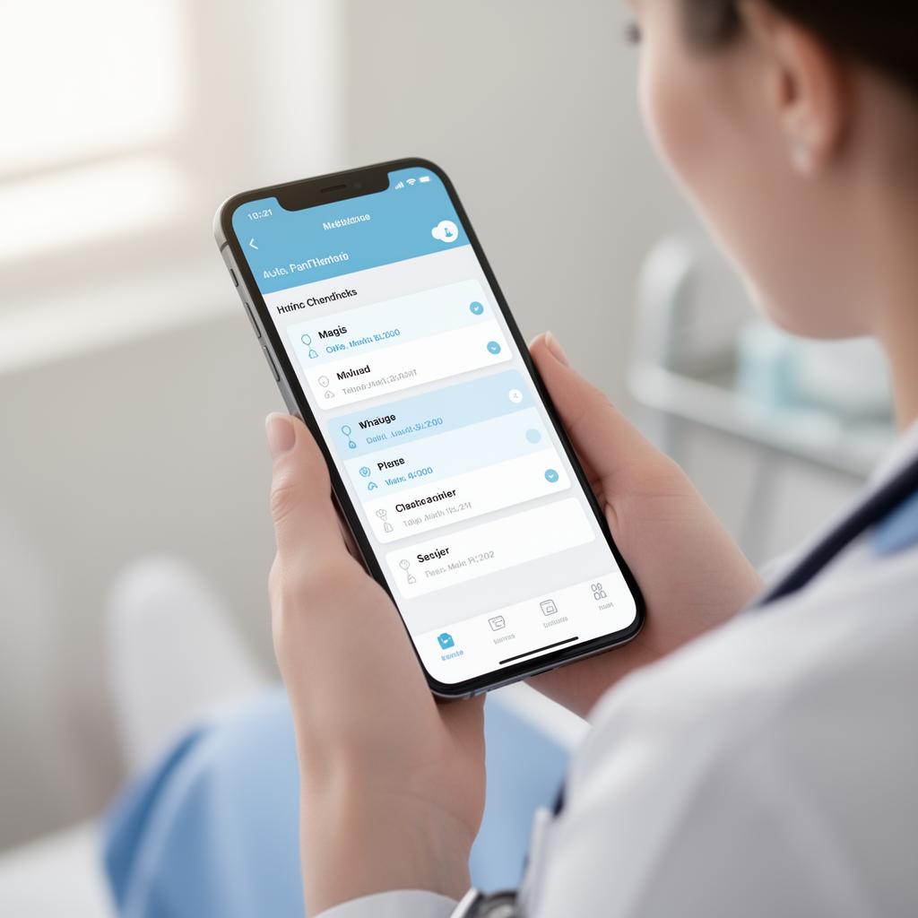 Nurse reviewing schedule on a mobile workflow app